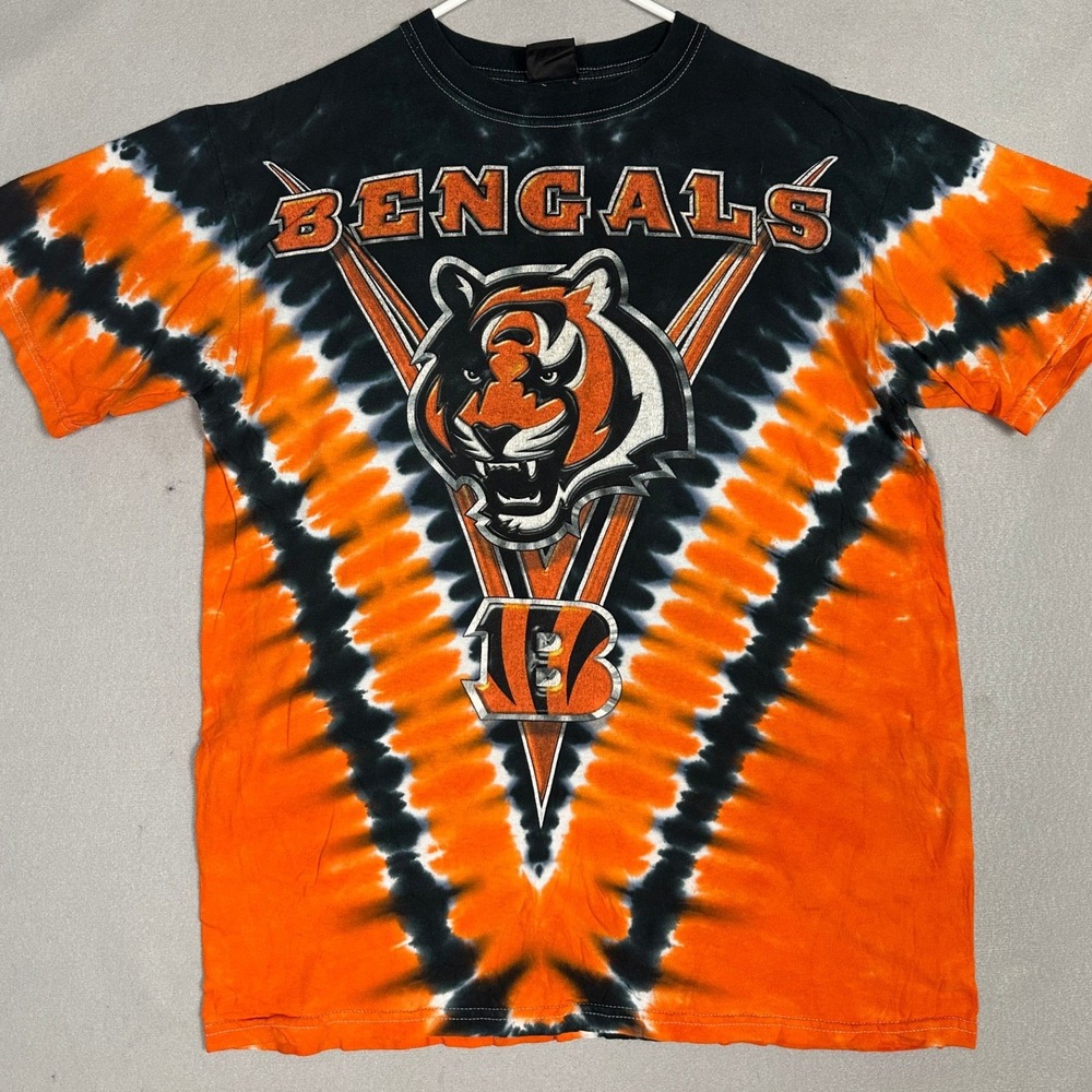 Cincinnati Bengals T-Shirt Mens Large Orange Black Tie Dye NFL Football Tee EUC